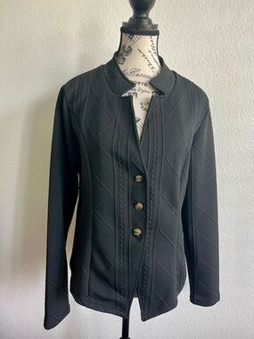 Women's Black Tailored Button-Front Jacket Size L